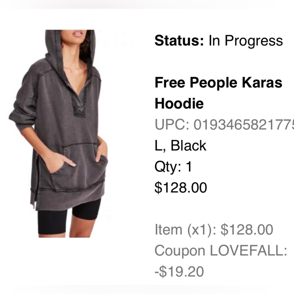 Free People- We the Free- Karas Hoodie- Black. Large.